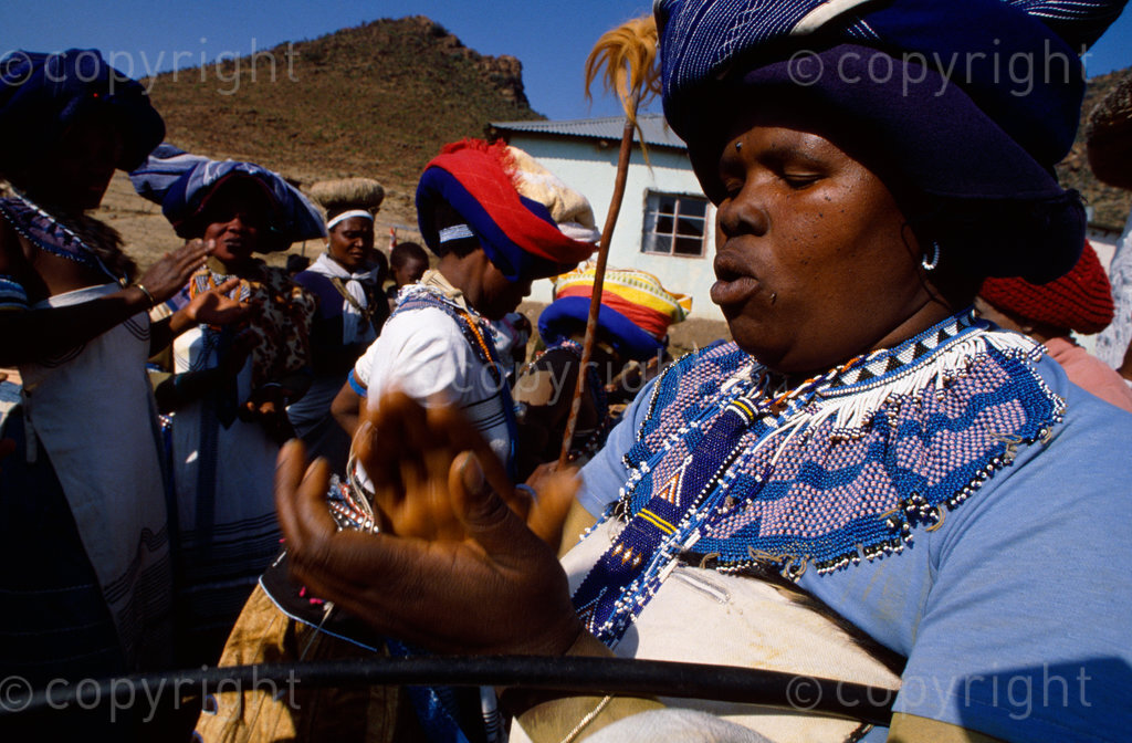 Nowayilethi of the Ngqoko women's split tone singers - the singing style is called umngqokolo. Lady Frere, Eastern Cape, South