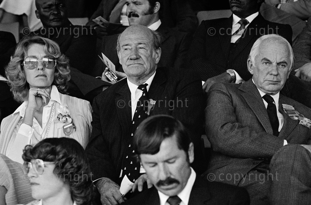 Audience listening to former Prime Minister, P W Botha, addressing a meeting