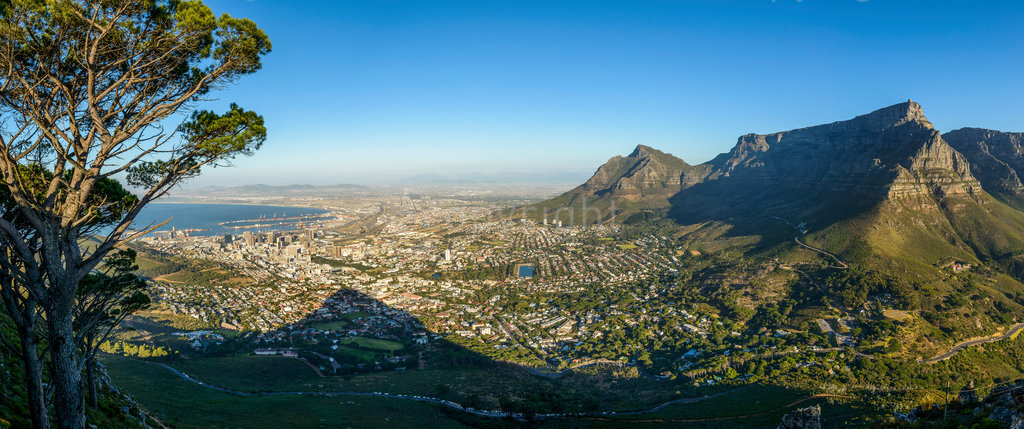Table Mountain and City Bowl  viewed from Lion's Head. Cape Town. Western Cape. South Africa