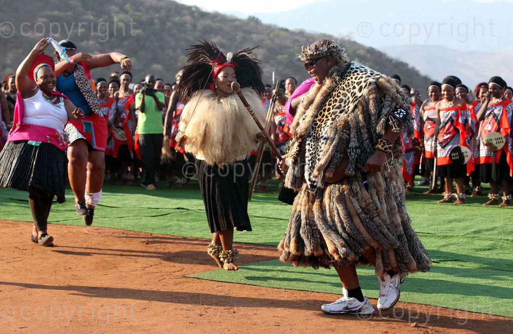 September 13, 2014. Khulubuse Zuma, son of President Jacob Zuma, dancing with his wife Fikisiwe Dlamini of Swaziland, during their wedding in Nkandla, KwaZulu-Natal. Picture: Thembinkosi Dwayisa. Â© Sunday Times/ Times Media