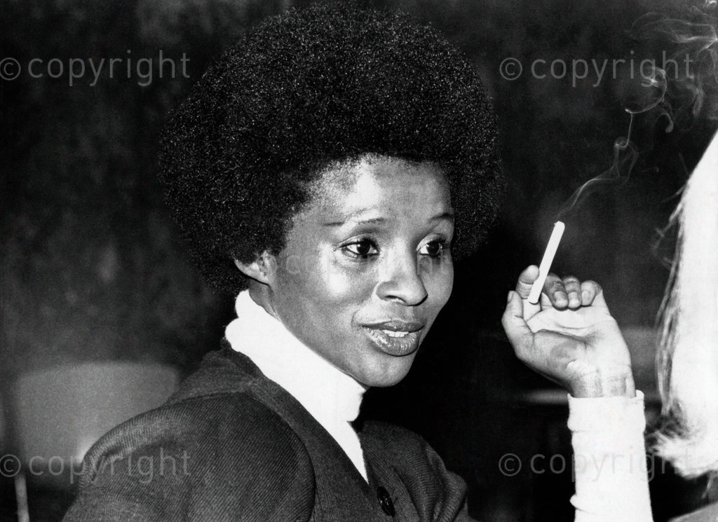 October 1977. Portrait of Pinise Saul, ex Ipi N'tombi singer and dancer currently with Jabula in London. Photo by Malcolm Lawson