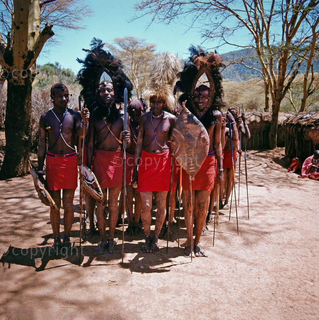 Image 44. People of Kenya: Maasai warriors in full gear