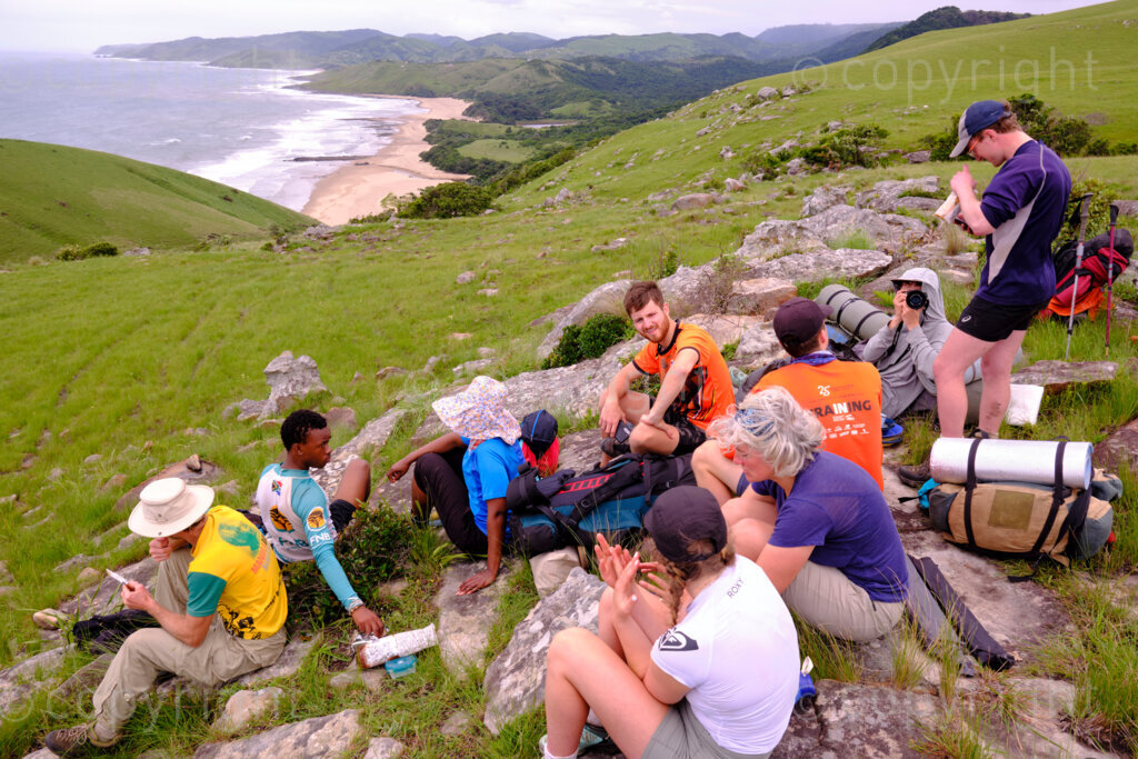 Between Mbotyi and Waterfall Bluff, Wild Coast, Eastern Cape, South Africa, 20231228. PHOTO: David A. Larsen.

Wild Coast Hike 2023. Two families, the Gould’s and the Larsen’s are joined by Tsepo Mofokeng and Lungile Tshangase on a hike up the Wild Coast from Manteku to Msikaba over four days overnighting just South of Mbotyi on the Kwanyambalala river, on the Mlambomkulu river inland of Waterfall Bluff, on the Magogo River and finally at Ntshangase Wildcoast Homestay Hut at Msikaba. The area is one of the most scenic on South Africa’s Wild Coast.