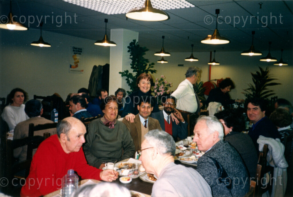 Location and Date Unknown. PHOTO: ANC Archives.

Dulcie September (second left on the far side of the front table). Dulcie Evonne September (20 August 1935 - 29 March 1988) was an ANC member, anti-apartheid activist, humanitarian and political prisoner who went into exile in London. She was the ANC Chief Representative in France. She was assassinated outside the ANC Paris office. She was shot five times from behind with a silenced rifle. The killer has never been brought to book.