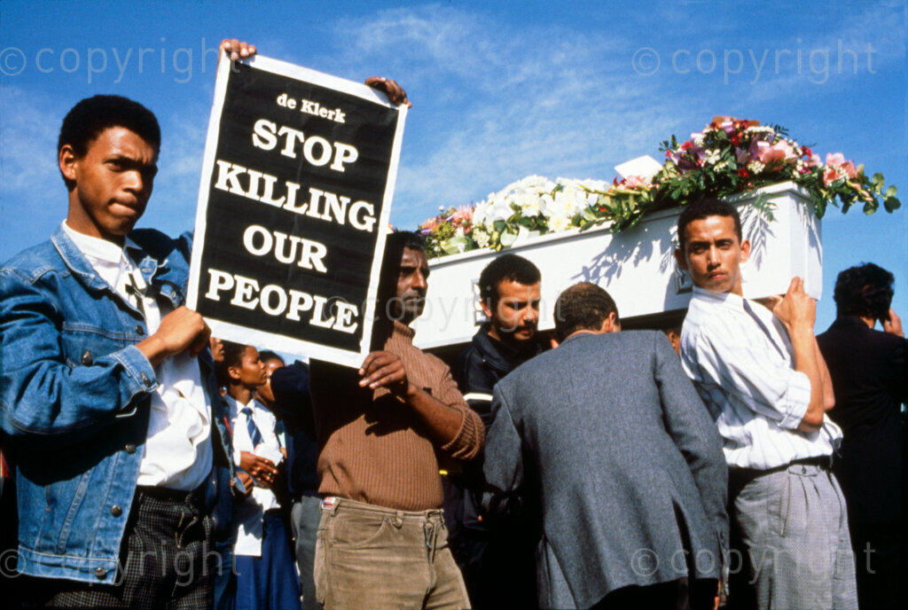 South Africa, Date Unknown PHOTO: ANC Archives.

Under the apartheid government, many families lost their loved ones because of the heavy hand of the state on those who were against its policies.
Poster: de Klerk, stop killing our people.