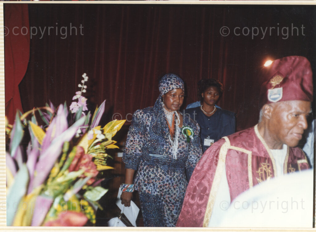 Nigeria, 19900513. PHOTO: ANC Archives.

Nelson Mandela is awarded an honorary LLD degree from the University of Lagos (Unilag), during an official visit to Nigeria from 13 to 16 May 1990. Here Winnie Mandela is with Simeon Adebo, Chancellor, University of Lagos.