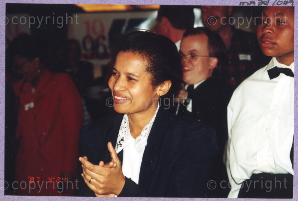 Hilton College, Pietermaritzburg, KwaZulu-Natal, South Africa, 19960717. PHOTO: ANC Archives.

A guest of the President of South Africa, Nelson Mandela, enjoys a circus performance in the big top tent erected for a 78th birthday celebration on the 17th July 1996 on the grounds of Hilton College near Pietermaritzburg in the KwaZulu-Natal Midlands. More than 2,000 children who are living with disability in disadvantaged communities have come from across the country to celebrate Nelson Mandela's birthday with him. The circus experience is a first for most of the children, as well as for the country's president! Later in the day, Nelson Mandela took the opportunity to speak to sponsors and business people gathered for the event about the importance of civil society working together to ensure that the needs of disabled children are incorporated into every programme for children. The event has the backing of the Nelson Mandela Children's Fund.