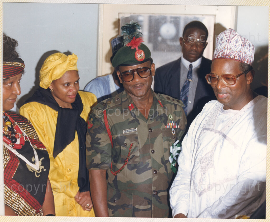 Kaduna Refinery, Kaduna, Kaduna, Nigeria, 19900515. PHOTO: ANC Archives.

Winnie Madikizela-Mandela (left) and Major General Abdullahi Sarki Mukhtar (Rtd) (second right) pictured during Madikizela-Mandela's visit to Kaduna Refinery, Nigeria, 15 May 1990.