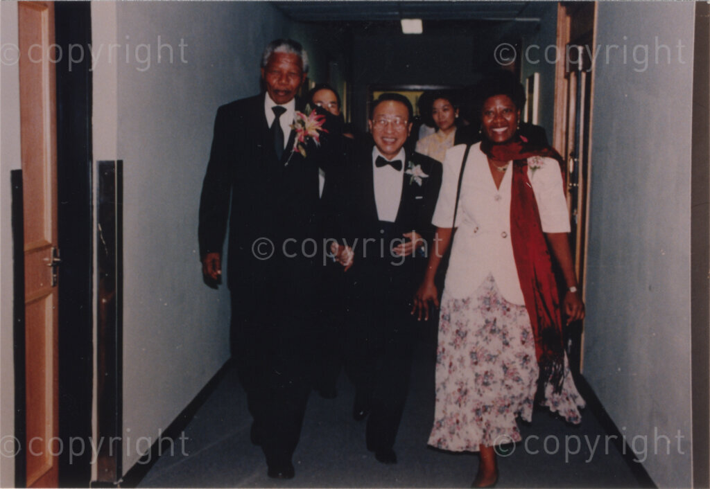 Parktonian Hotel, Johannesburg, Transvaal, South Africa, 19940309. PHOTO: ANC Archives.

Nelson Mandela is the guest of honour at an ANC voter education fund-raising dinner hosted by the Taiwanese community in South Africa on the 9 March 1994. Leading up to the 1994 elections in South Africa, Taiwan embarked on a public relations campaign in efforts to improve relations with the ANC, providing financial support to the ANC's election campaign. South Africa's diplomatic ties with Taiwan (The Republic of China) ended in 1998 however when Nelson Mandela, as President of South Africa, recognized the People's Republic of China.