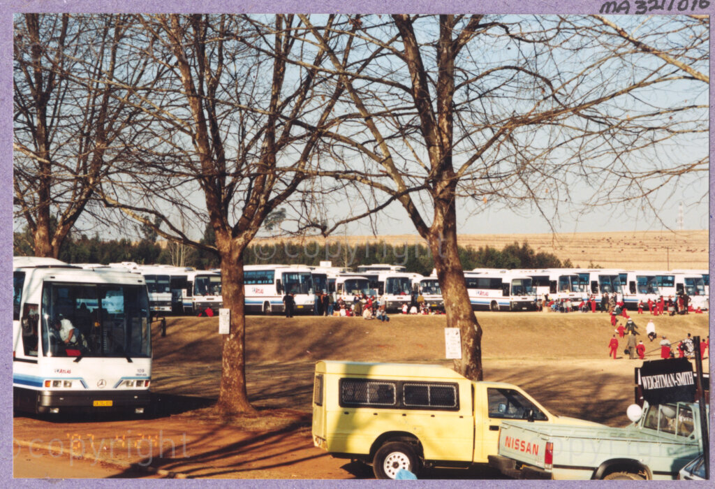 Hilton College, Pietermaritzburg, KwaZulu-Natal, South Africa, 19960717. PHOTO: ANC Archives.

A fleet of buses has transported the 2,000 or more children living with disability in disadvantaged communities around South Africa to the 78th birthday celebration of the President of South Africa, Nelson Mandela. The day-long birthday extravaganza is being held on the 17th July 1996 on the grounds of Hilton College near Pietermaritzburg in the KwaZulu-Natal Midlands. The children, their carers, Madiba and other guests are being entertained playing games, enjoying party fare, and attending a circus performance in a big top (a first-time experience for Madiba who has, to date, never been to a circus!). The event has the backing of the Nelson Mandela Children's Fund.