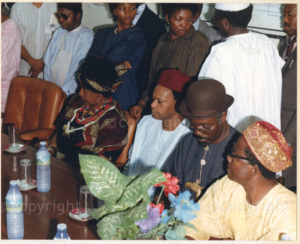 Kaduna Refinery, Kaduna, Kaduna, Nigeria, 19900515. PHOTO: ANC Archives.

Winnie Madikizela-Mandela (seated left) pictured during her visit to Kaduna Refinery, Nigeria, 15 May 1990.
