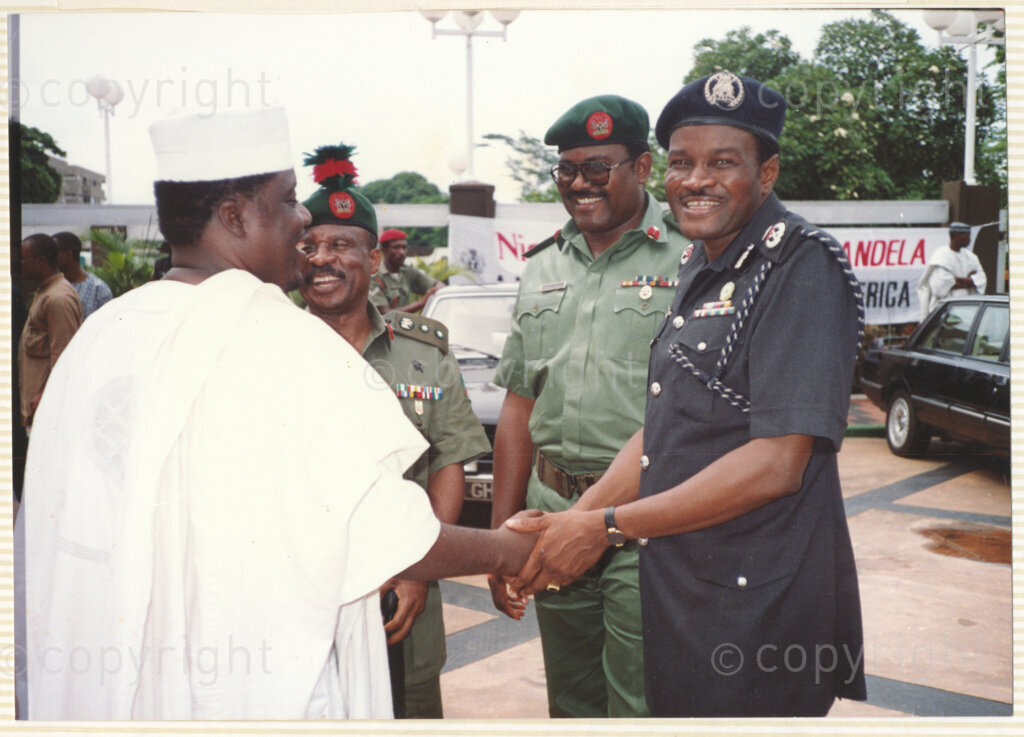Nigeria, 19900513. PHOTO: ANC Archives.

Nelson Mandela visits Nigeria May 1990. At a State House ceremony he is presented with the award of the Grand Commander of the Order of the Niger ( GCON) title.