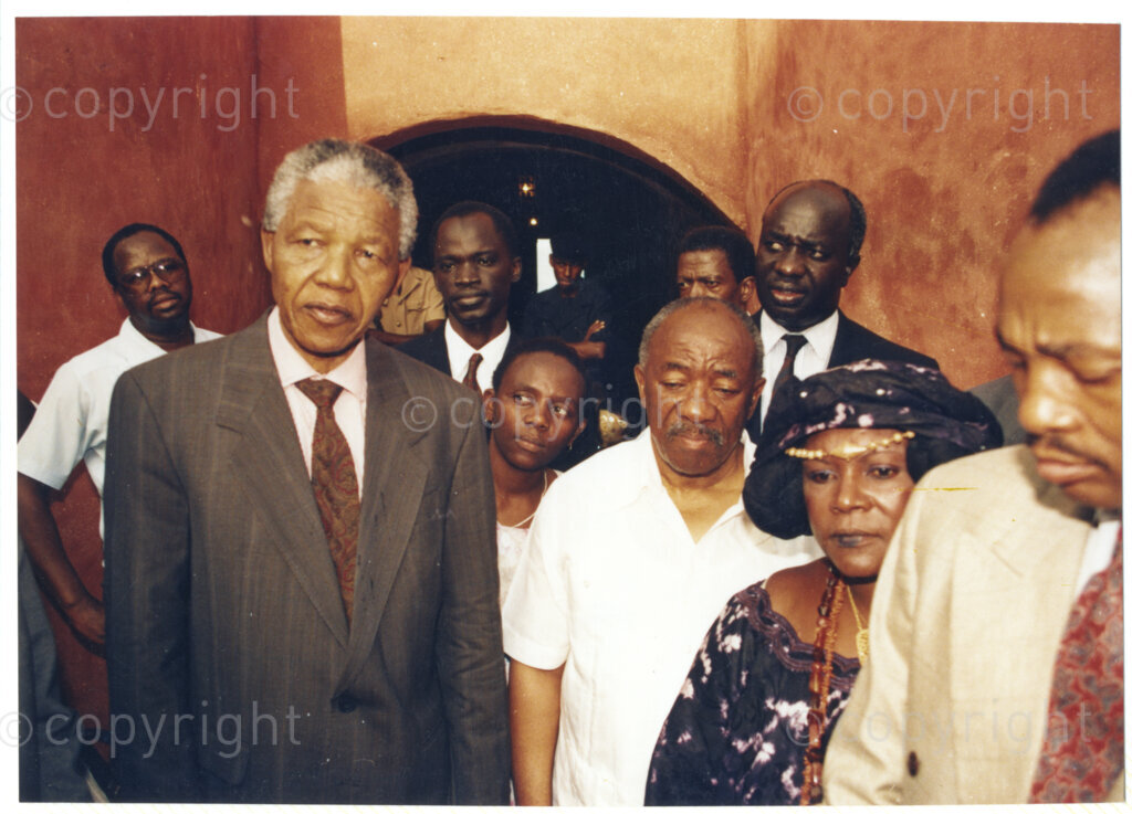Senegal, 19920601. PHOTO: ANC Archives.

Nelson Mandela (left) is seen with Alfred Nzo (Right, with white shirt) on an official visit to Senegal n June 1992.