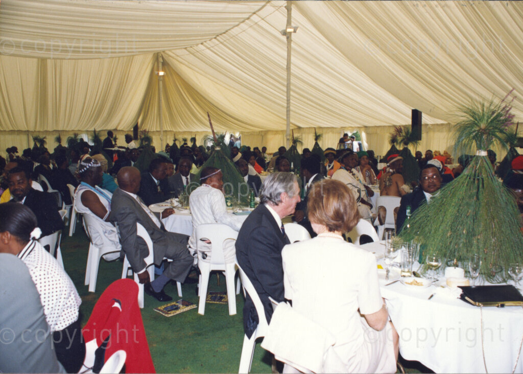 Cape Town, Western Cape, South Africa, 19970418. PHOTO: ANC Archives.

Guests seated in a marquis at the National Council of Traditional Leaders in Cape Town, Western Cape, South Africa on 18 April 1997.