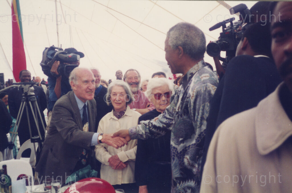 Johannesburg, Gauteng, South Africa, 19960719. PHOTO: Pan African Archives.

The South African President is the centre of attention on his 78th birthday party. Mandela shares the day with the hundreds of ANC veterans who were instrumental in pressurising the South African Government to abandon their oppressive and discriminatory legislation. The ANC veterans, many of them exiled, fought from near and far for democratic change. On yet another birthday, Mandela partied with one thousand invited foster children in the Kruger National Park. He always genuinely preferred for the spotlight to be on others.