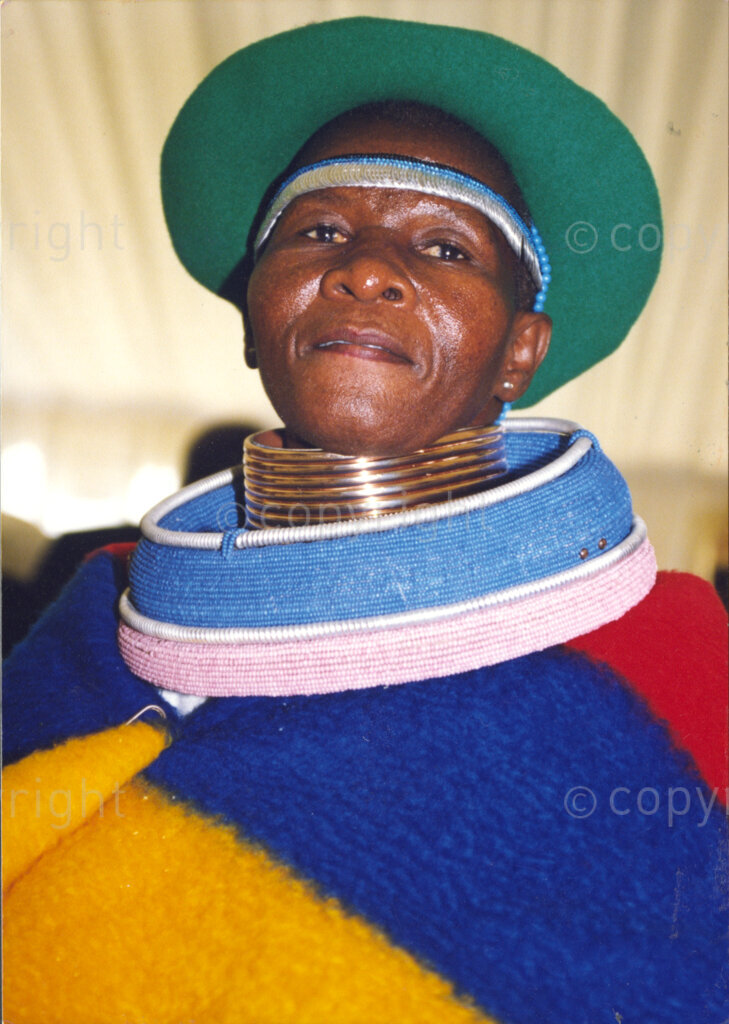 Cape Town, Western Cape, South Africa, 19970418. PHOTO: ANC Archives.

Portrait of a woman in Ndebele traditional dress at the inauguration of the National Council of Traditional Leaders, Cape Town on 18 April 1997.