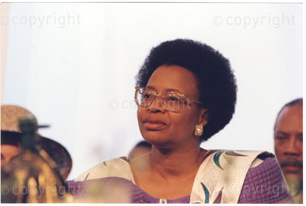Pretoria Railway Station, Pretoria, Gauteng, Republic of South Africa, 19970926. PHOTO: ANC Archives.

Portrait of Graca Machel in a reflective mood in Pretoria at the relaunch of the new luxury Blue Train, 26 September 1997, before the train started on its journey to Cape Town.