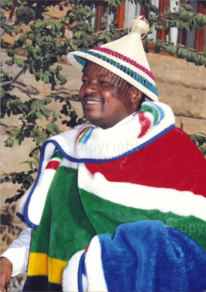 Cape Town, Western Cape, South Africa, 19970418. PHOTO: ANC Archives.

Mosiuoa Patrick Lekota in traditional Basotho dress at the inauguration of the National Council of Traditional Leaders in Cape Town, Western Cape, South Africa on 18 April 1997.
