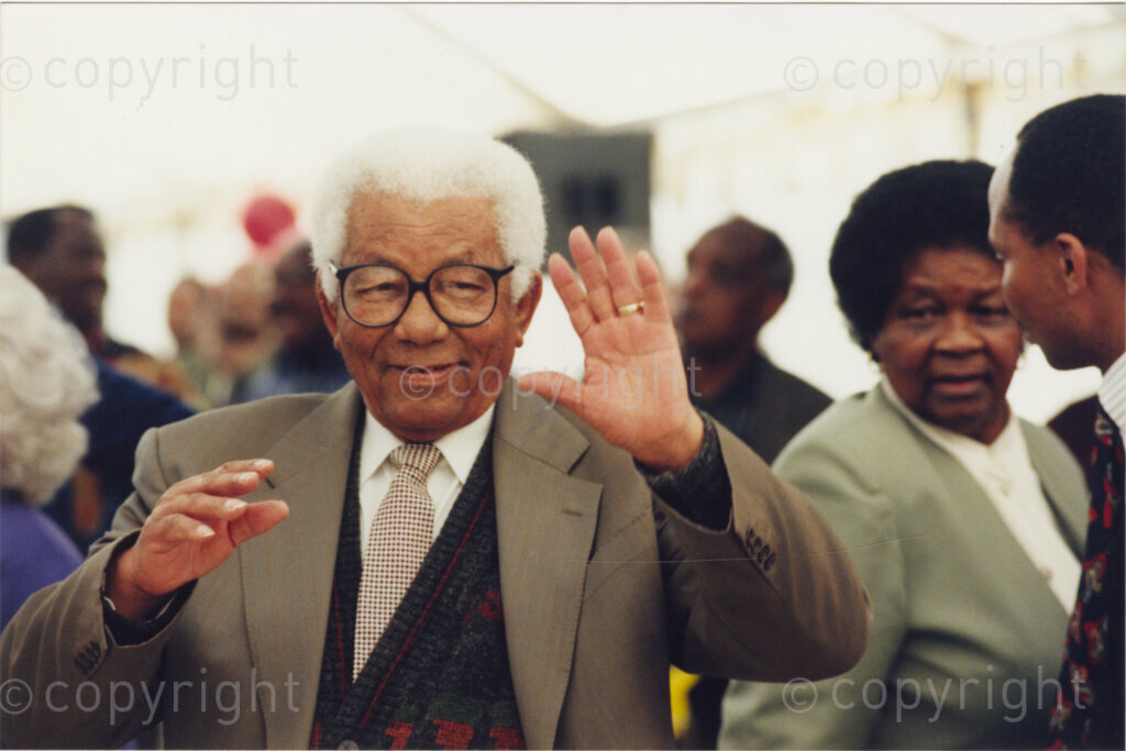 Johannesburg, Gauteng, South Africa, 19960719. PHOTO: Pan African Archives.

At President Nelson Mandela's 78th birthday party in July 1996, Oliver Tambo, an iconic leader of the African National Congress, mingles with other ANC veterans.