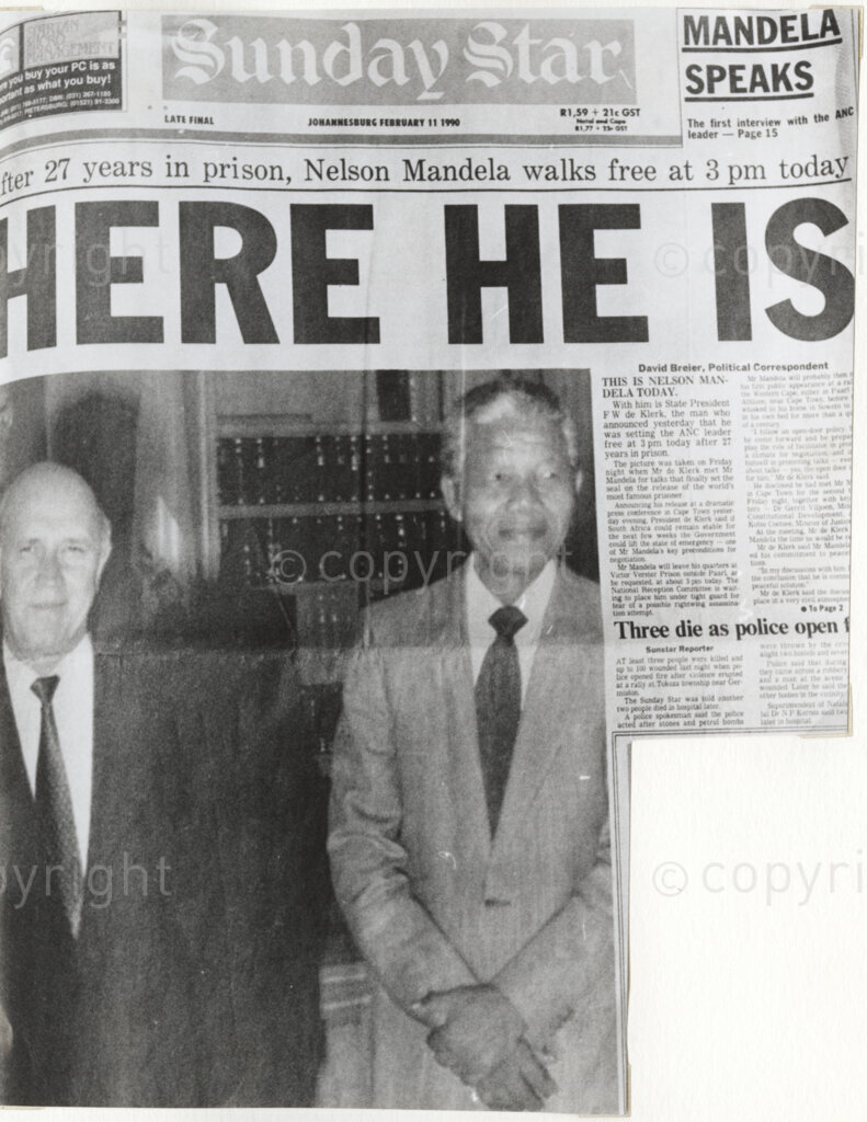 First picture of state president De Klerk with Mr Mandela.