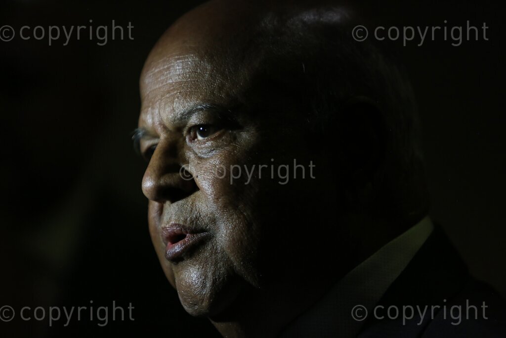 19 March 2019. The Minister of Public Enterprises, Mr Pravin Gordhan, and the Chairman of the Eskom Board, Mr Jabu Mabuza,  addresses the media on Eskom and the current electricity supply problems. Crownn Plaza Hotel, Rosebank, Johannesburg. 
PHOTOGRAPH: ALON SKUY / Arena Holdings / african.pictures