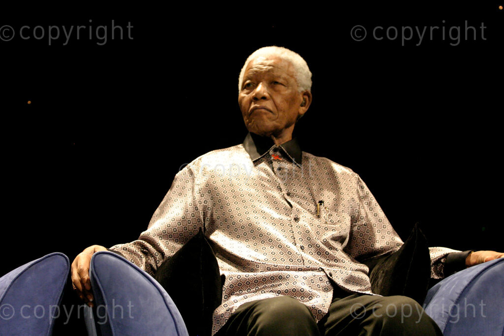 Former president Nelson Mandela celebrating his 89th birthday by announcing the formation of new group called 'The Elders' on 18 July 2007 held at the Constitional Hill in Braamfontein, Johannesburg, Gauteng in South Africa. Mandela, Graca Machel and Desmond Tutu have convened a group of leaders to contribute their wisdom, independent leardership and integrity to tackle some of the world's toughest problems. Photo: Oupa Nkosi
