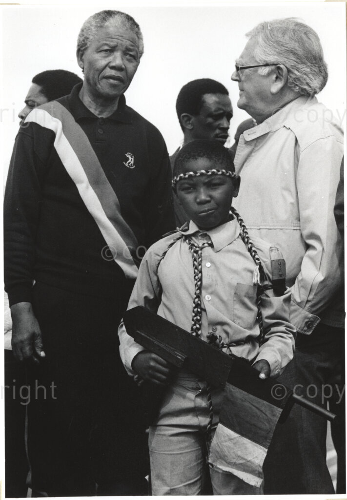 Mr Mandela with SACP Secretary-general Joe Slovo at the Worker’s Day rally in Sebokeng.