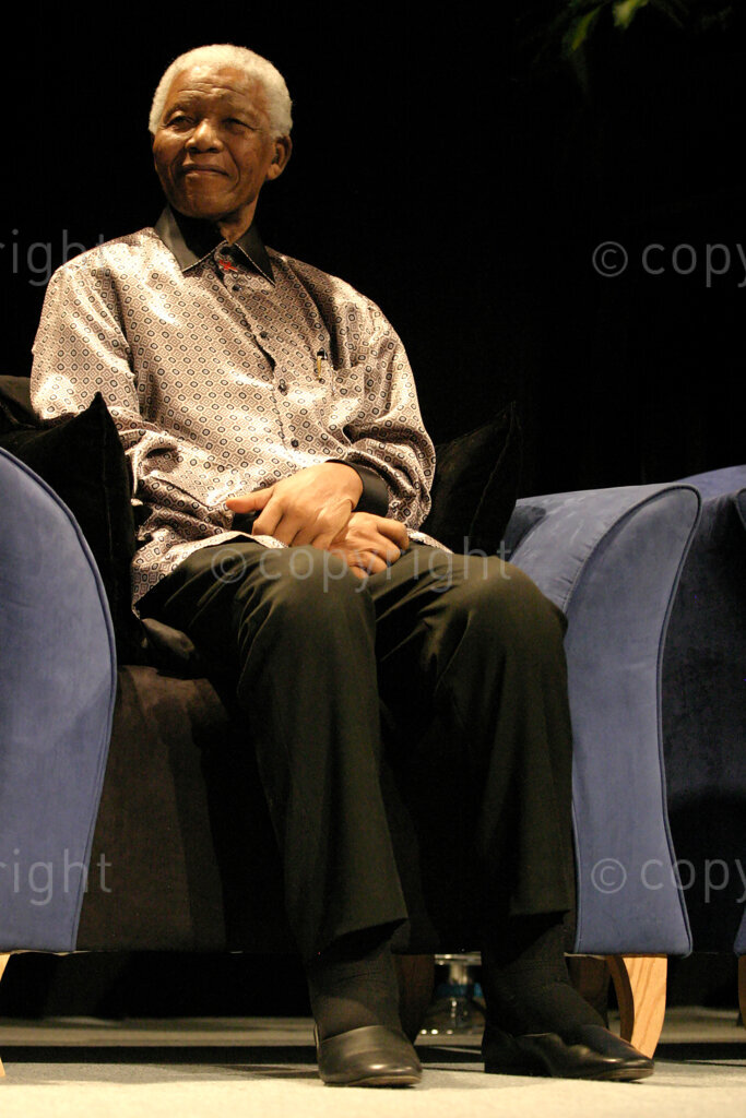 Former president Nelson Mandela celebrating his 89th birthday by announcing the formation of new group called 'The Elders' on 18 July 2007 held at the Constitional Hill in Braamfontein, Johannesburg, Gauteng in South Africa. Mandela, Graca Machel and Desmond Tutu have convened a group of leaders to contribute their wisdom, independent leardership and integrity to tackle some of the world's toughest problems. Photo: Oupa Nkosi