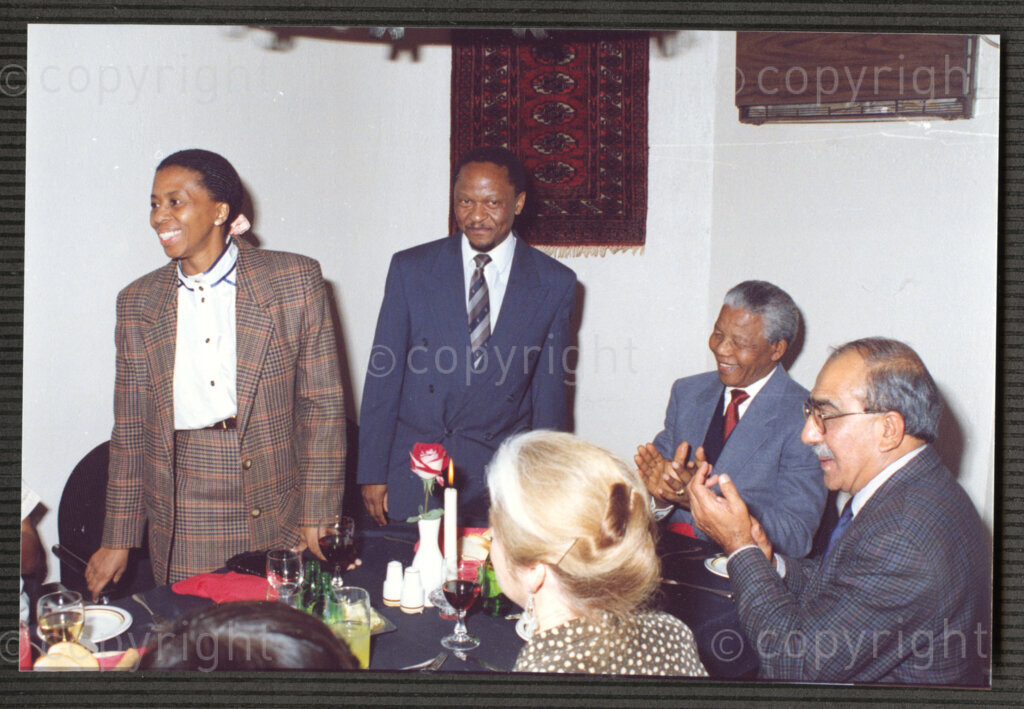 Turfloop Campus, University of the North, Mankweng, Northern Transvaal, South Africa, 19920425. PHOTO: ANC Archives.

Nelson Mandela, the president of the African National Congress (ANC) (second right), sits together with Kadar Asmal, the chairman of the council of the University of the North (right) and other unidentified officials at a celebratory function on the occasion of Mandela's installation as chancellor of the University of the North on the Turfloop Campus, University of the North (now the University of Limpopo), Mankweng, Northern Transvaal (now Limpopo), South Africa, 25 April 1992.