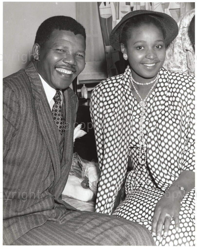 Nelson and Winnie Mandela in Johannesburg, South Africa, 19580614. PHOTO: Eli Weinberg / ANC Archives

Nelson and Winnie Mandela on their wedding day.