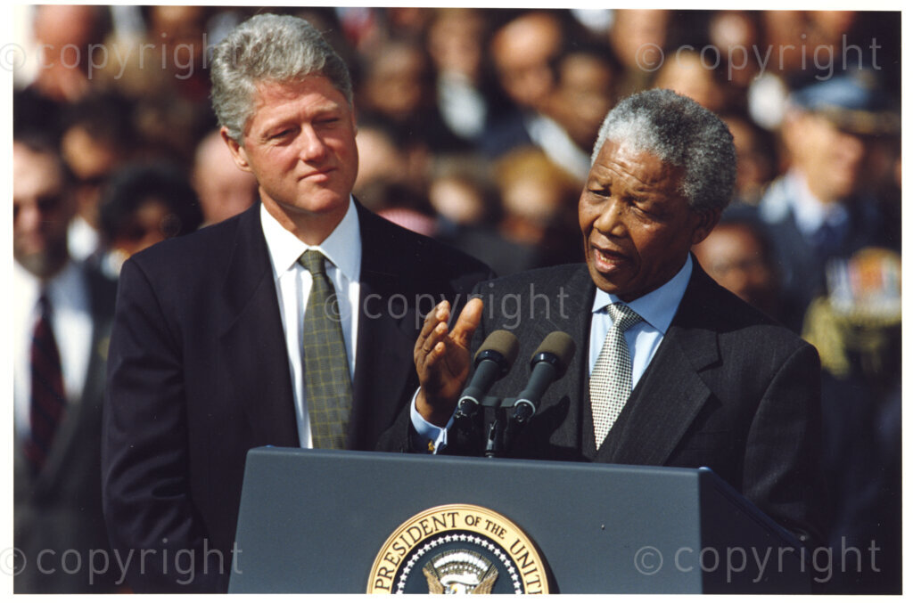 The White House, Washington D.C, United States of America, 19941004. PHOTO: ANC Archives.

The visit of his excellency  Nelson R. Mandela the President of South Africa and Ms. Mandela-Hlongwane. The White House and Washington D.C. October 4-7, 1994