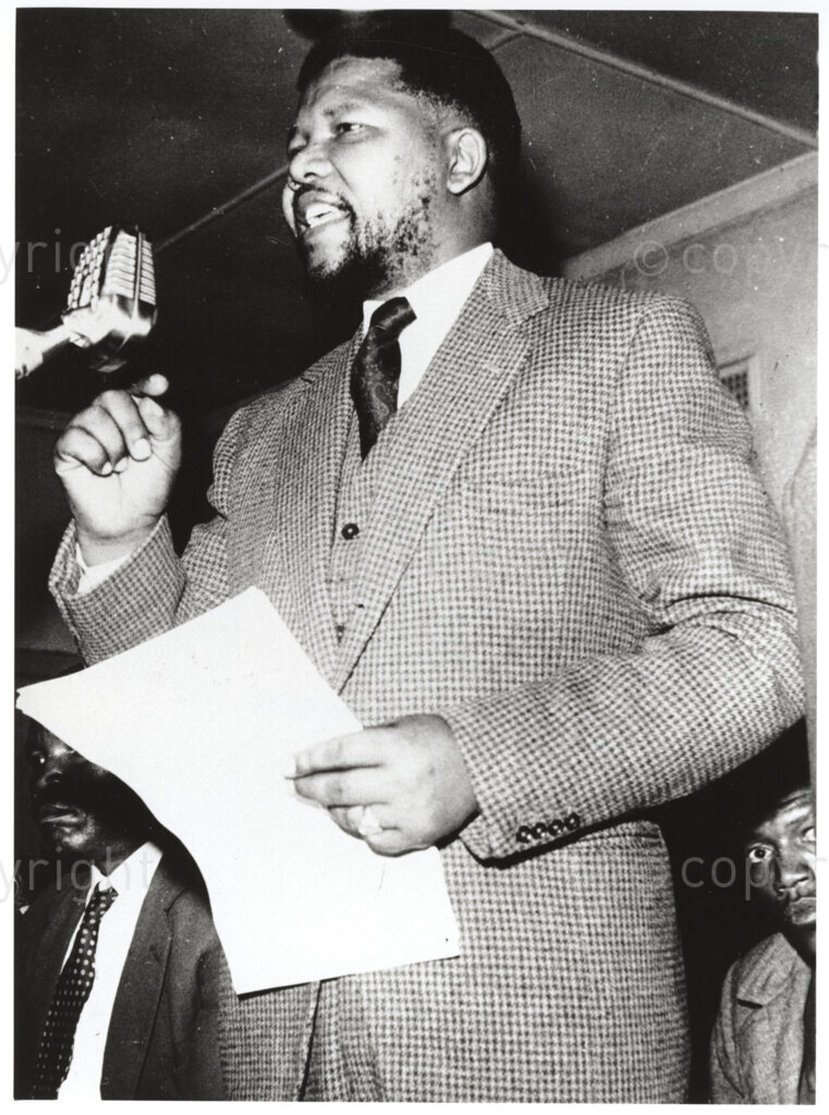 South Africa, March 1961, PHOTO: ANC Archives: Nelson Mandela addressing the All African People's Conference in Pietermaritzburg, March 1961.
