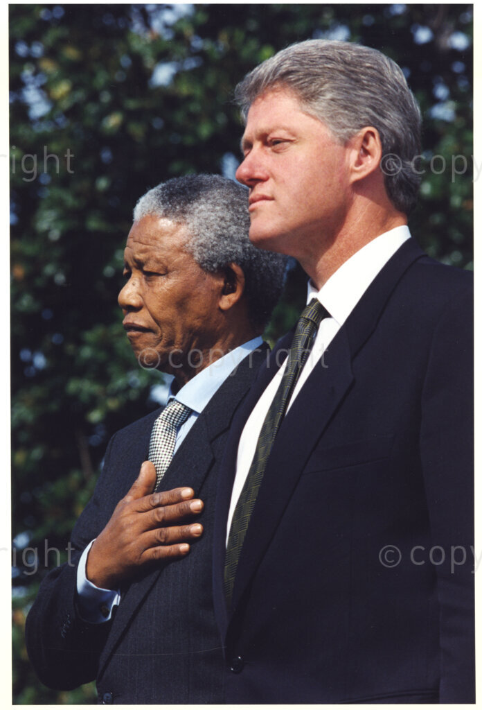 The White House, Washington D.C, United States of America, 19941004. PHOTO: ANC Archives.

The visit of his excellency  Nelson R. Mandela the President of South Africa and Ms. Mandela-Hlongwane. The White House and Washington D.C. October 4-7, 1994