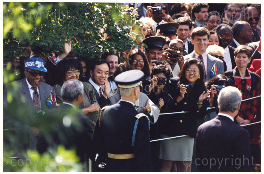 The White House, Washington D.C, United States of America, 19941004. PHOTO: ANC Archives.

The visit of his excellency  Nelson R. Mandela the President of South Africa and Ms. Mandela-Hlongwane. The White House and Washington D.C. October 4-7, 1994