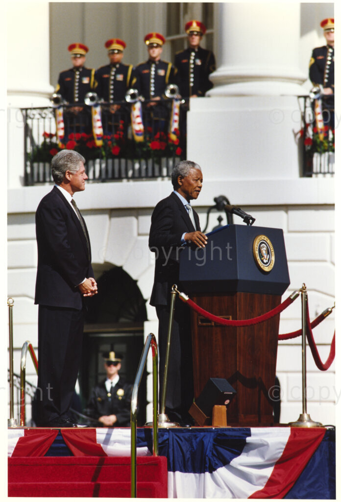 The White House, Washington D.C, United States of America, 19941004. PHOTO: ANC Archives.

The visit of his excellency Nelson R. Mandela the President of South Africa and Ms. Mandela - Hlongwane.