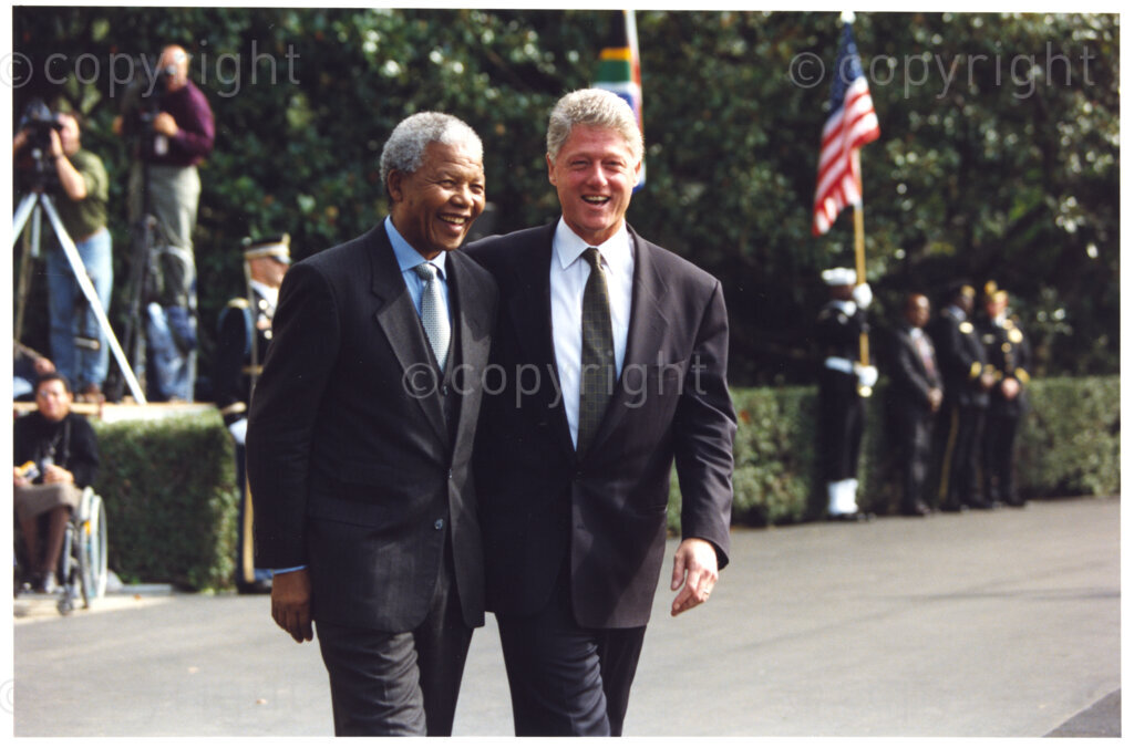 The White House, Washington D.C, United States of America, 19941004. PHOTO: ANC Archives.

The visit of his excellency  Nelson R. Mandela the President of South Africa and Ms. Mandela-Hlongwane. The White House and Washington D.C. October 4-7, 1994