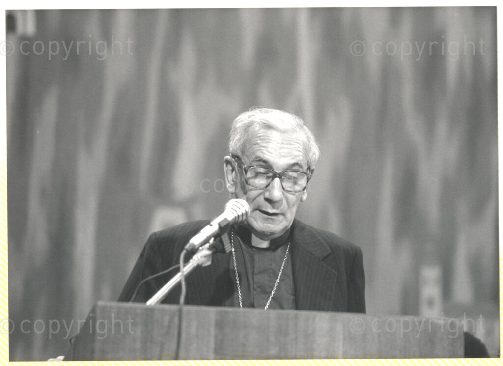 Geneva Ecumenical Centre, Geneva, Switzerland, 19900601. PHOTO: ANC Archives.

A photographic portrait of an unidentified official speaker at the Geneva Ecumenical Centre, Switzerland when recently elected Deputy President of the African National Congress Nelson Mandela and his wife Winnie Madikizela-Mandela visit staff, officials and representatives of the World Council of Churches (WCC) during Nelson Mandela's official visit to Switzerland, 4-9 June 1990. During the visit, barely a few months after his release from prison, Nelson Mandela expresses his gratitude to the church for its support of the anti-apartheid struggle.