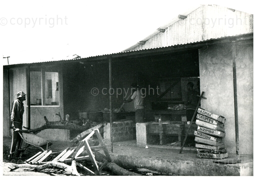 One of the old kitchens in Mazimbu, Tanzania, 1979. Photographer: Eli Weinberg.