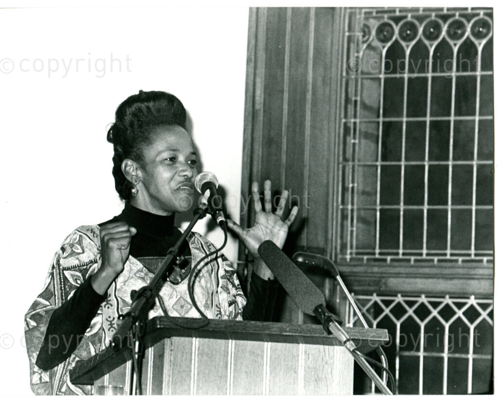 Cheryl Carolus (ANC Secretary-General); at Freedom Day meeting in The Hague, Netherlands, 27 April 1995. Photographer: Jan Stegeman.