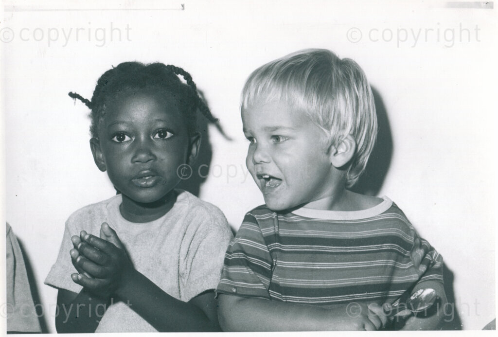 The Charlotte Maxeke Day Care Centre in Mazimbu, Tanzania, November 1984: children at lunch time. Photo: Eli Weinberg Photo Lab.