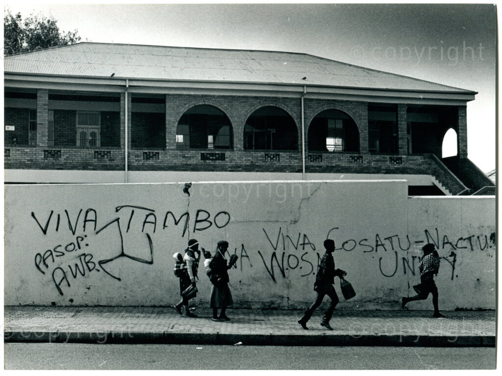 ANC slogans on the walls in Durban, mid 1991. Photographer: Jan Stegeman.