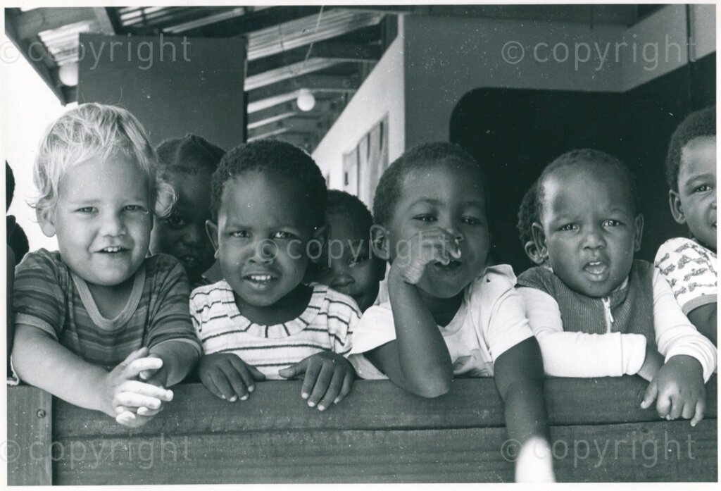 The Charlotte Maxeke Day Care Centre in Mazimbu, Tanzania, November 1984: group of children. Photo: Eli Weinberg Photo Lab.