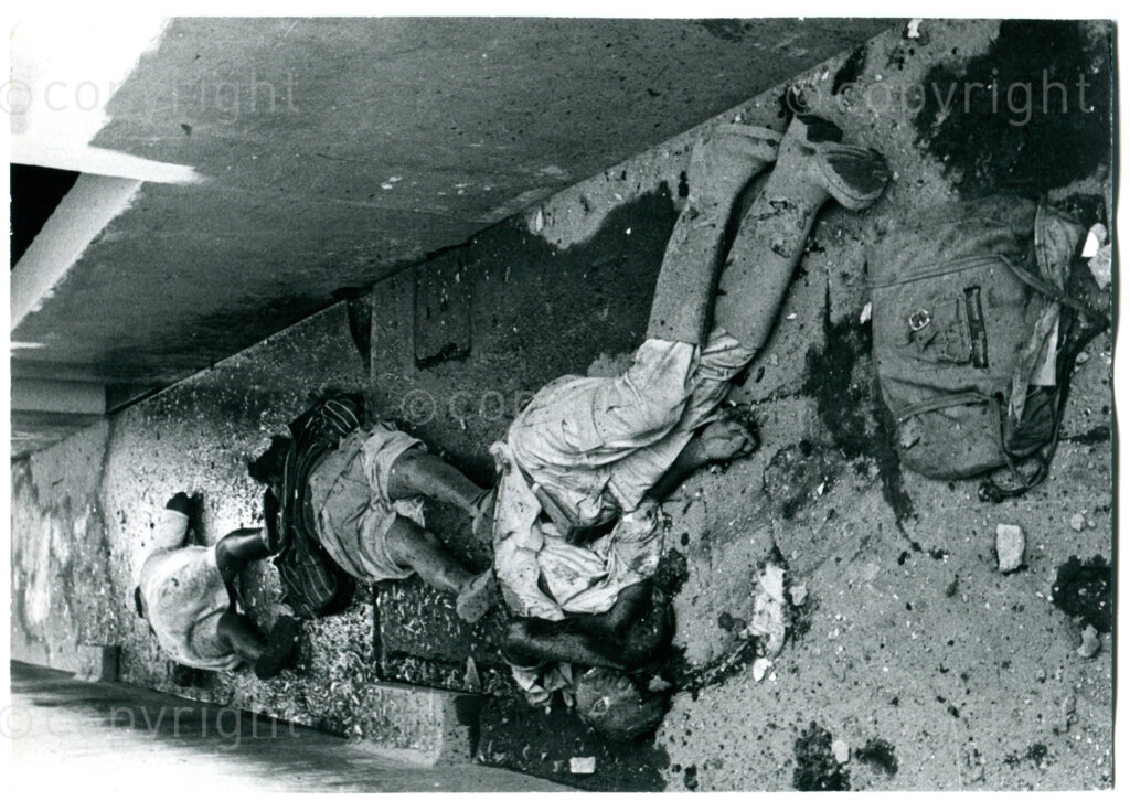 South African air raid on ANC and other houses in Matola, Maputo, 23 May 1983: one of three Somopal factory workers killed in the attack. Photographer: Anders Nilsson, AIM.