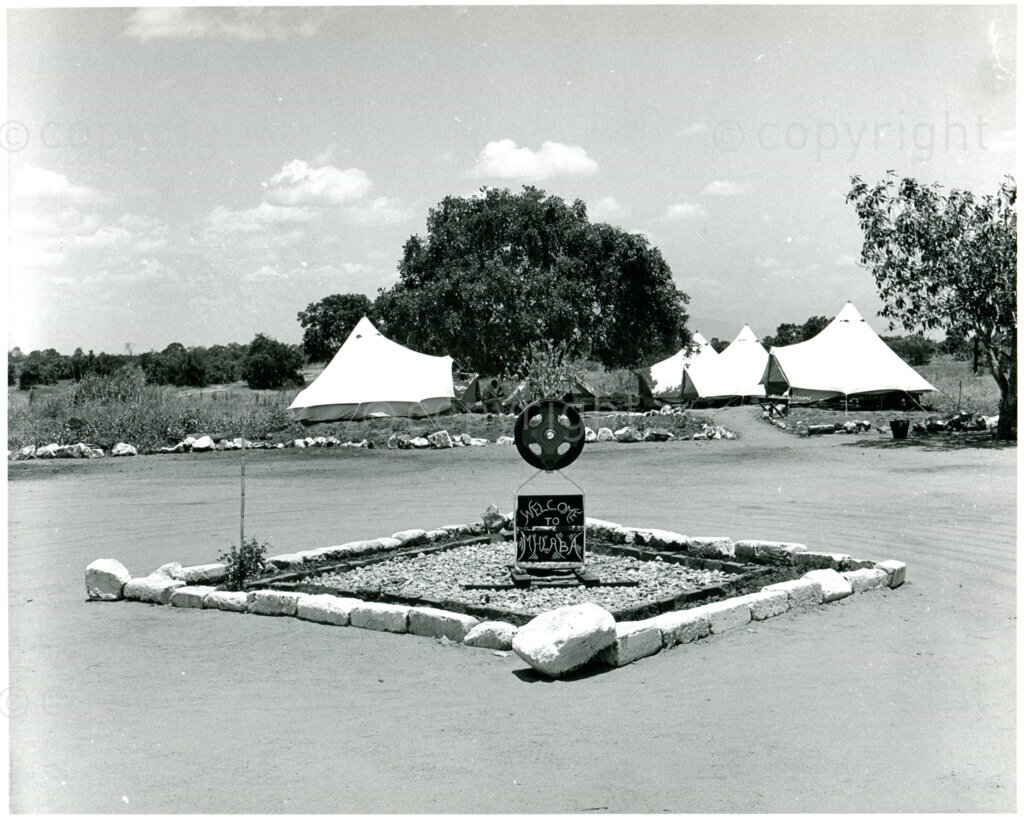 Tents as temporary living quarters in the Raymond Mhlaba section of the ANC Development Centre Dakawa, Tanzania, 1985. Photo: Eli Weinberg Photo Lab.