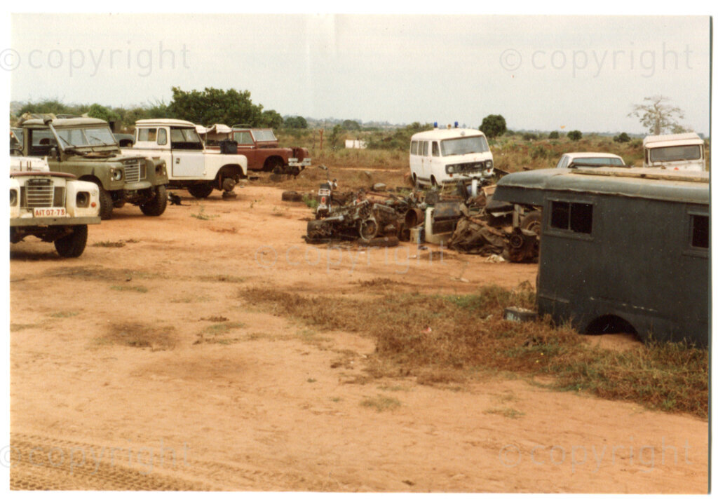 The ANC garage in Viana, Angola, mid 1984. Photographer unknown.