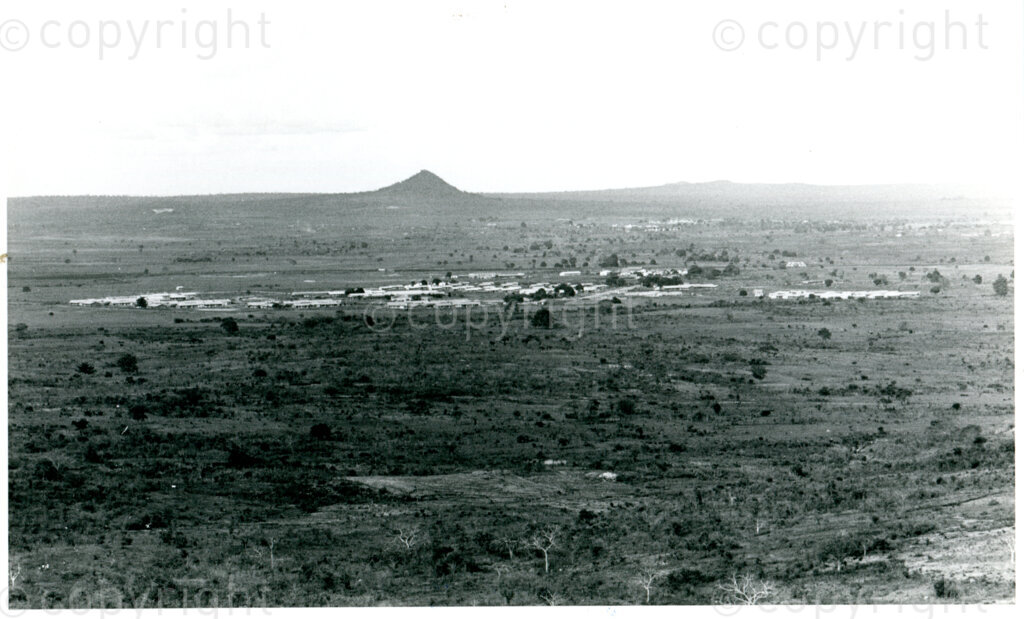Aerial view of Mazimbu, Tanzania, November 1984. Photo: Eli Weinberg Photo Lab.