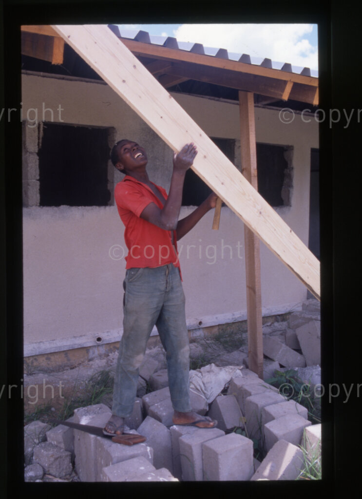 Construction work (mainly with wood), Mazimbu (SOMAFCO), Tanzania, 1990