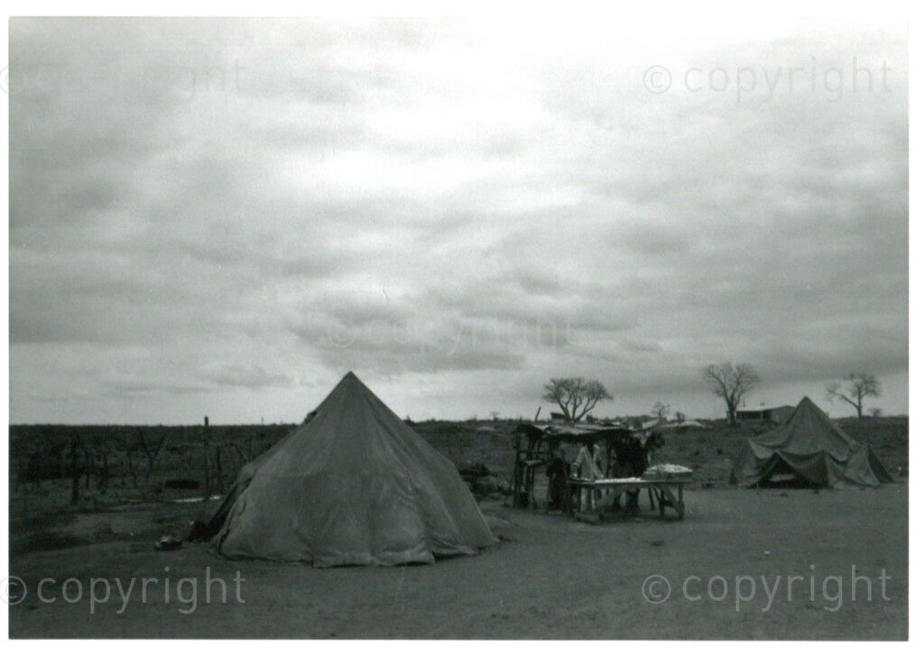 ANC camp in Bieta, Angola, August 1988: biltong production. Photographer unknown.