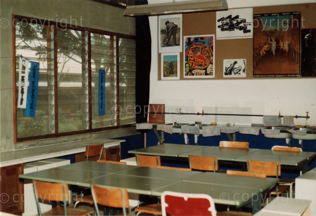 SOMAFCO art classroom, Mazimbu, Tanzania, Summer 1989. Photographer: Kier Schuringa.