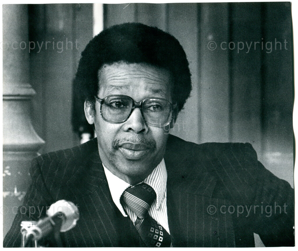 Godfrey Motsepe (ANC Chief Representative for the Benelux in Brussels); 1980s.Photographer: Jan Stegeman.